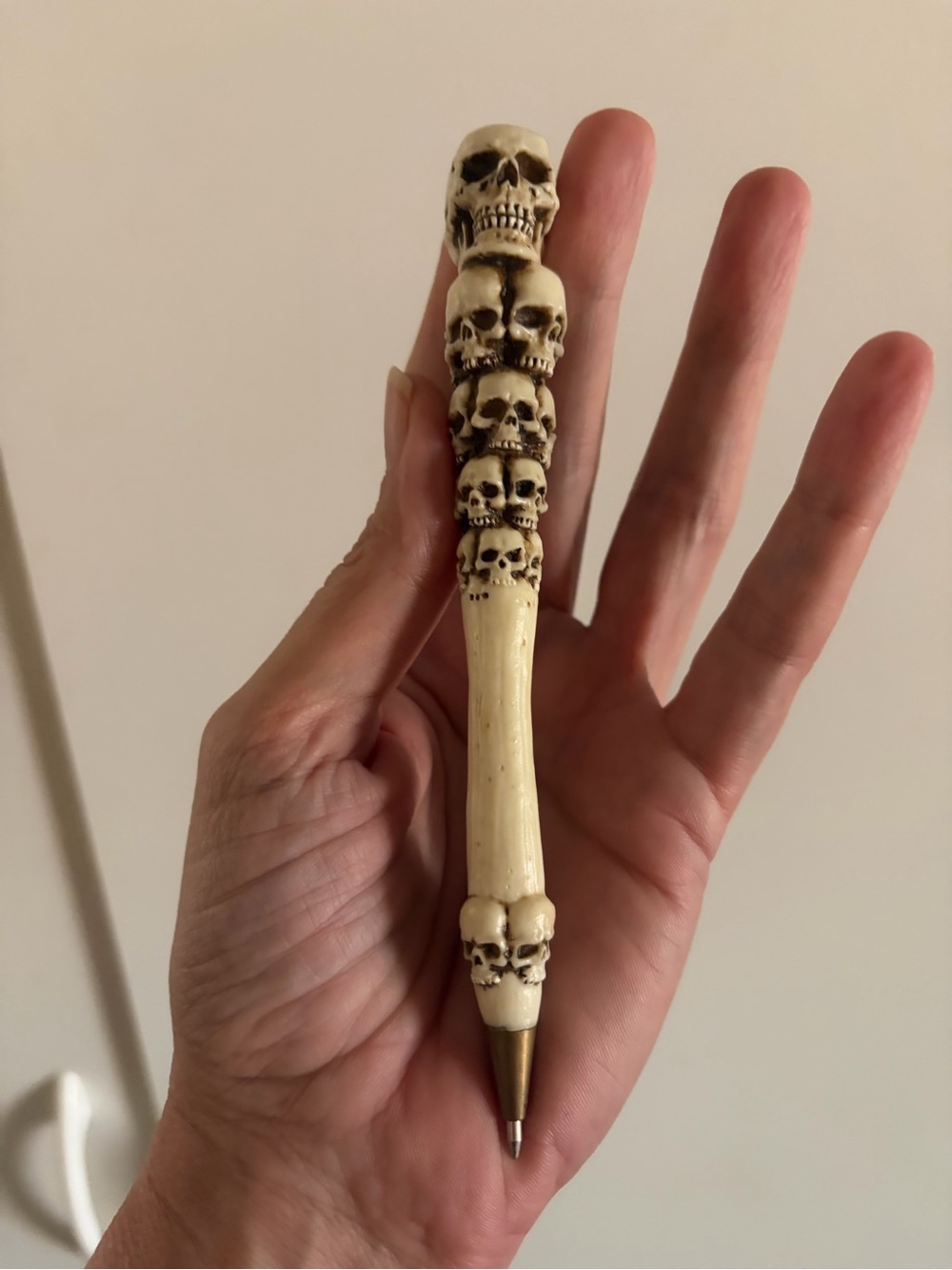 Skull Stack Ballpoint Pen in Bone Ivory